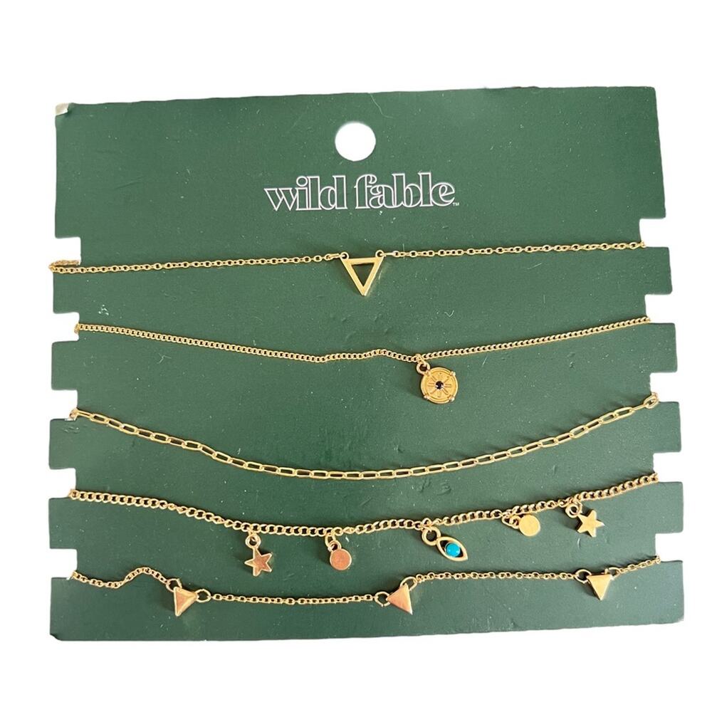 Wild Fable gold tone choker set 5 necklaces NWT